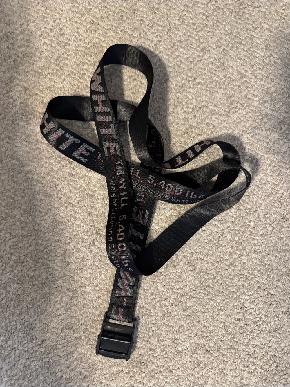 Off-White Black Industrial Logo Web Belt with Red Accents